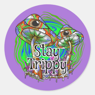 Sticker Rond Restez Trippy Psychedelic Mushroom Eye