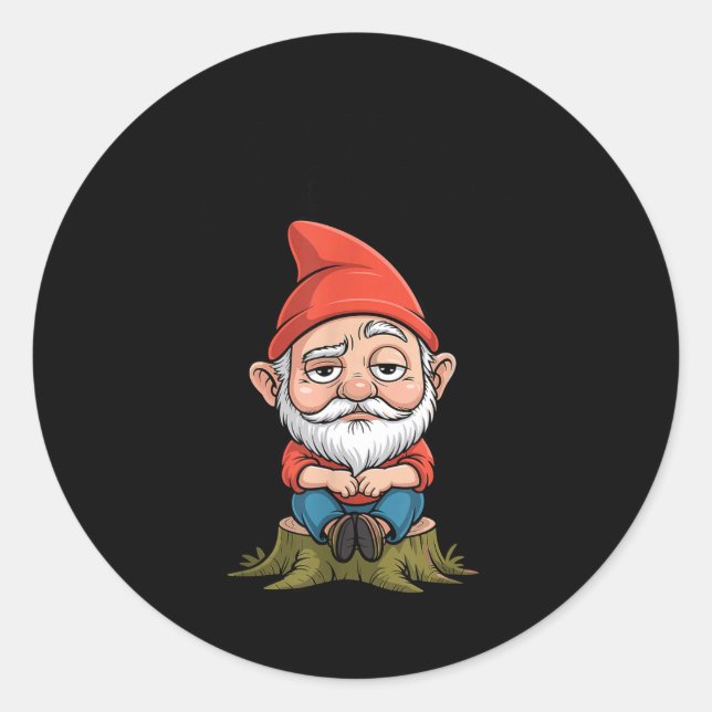 Sticker Rond Resting Gnome Face Cute Funny Christmas Kawaii Car (Devant)