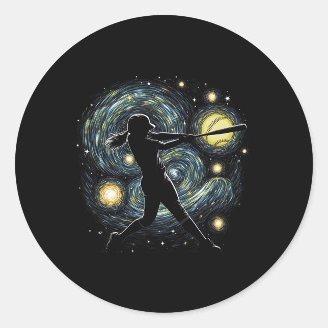 Sticker Rond Résumé Fastpitch Softll Frappe Softll Dans Le  (Devant)