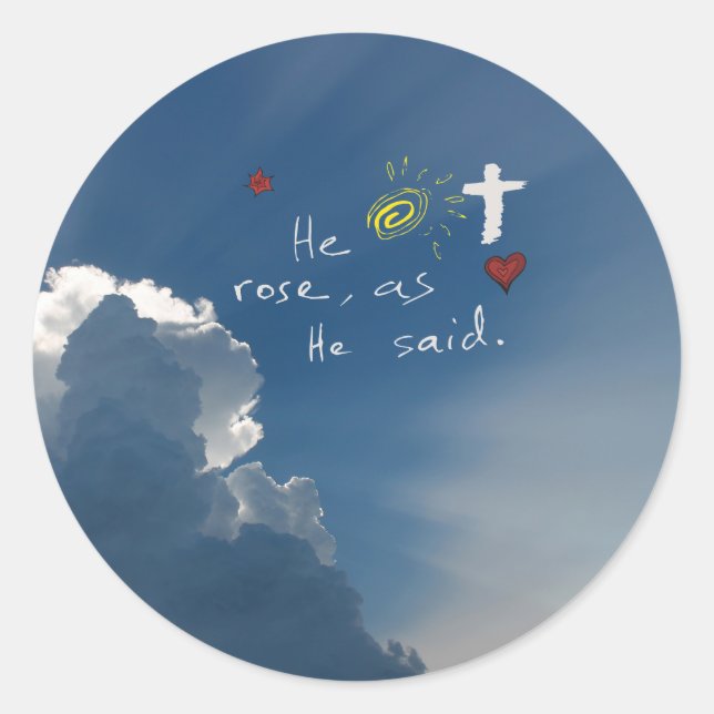 Sticker Rond Résurrection de Pâques Il Est Ressuscité Christ Jé (Devant)