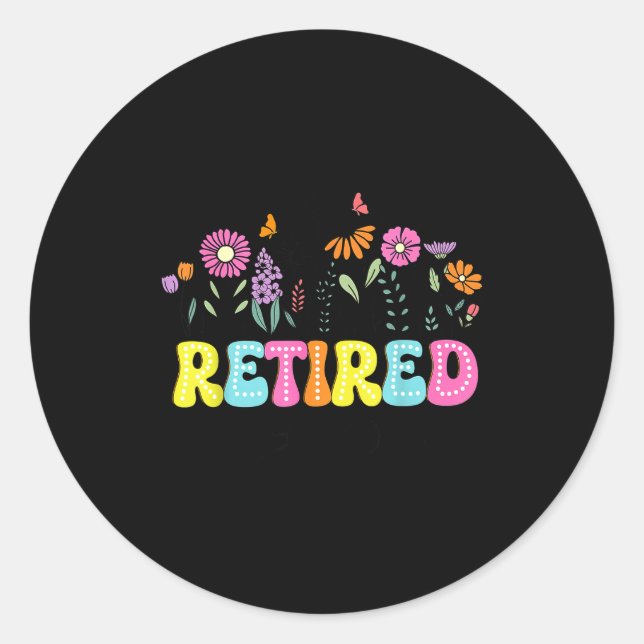 Sticker Rond Retired Est 2025 Boho Floral Retirement Retire Tea (Devant)