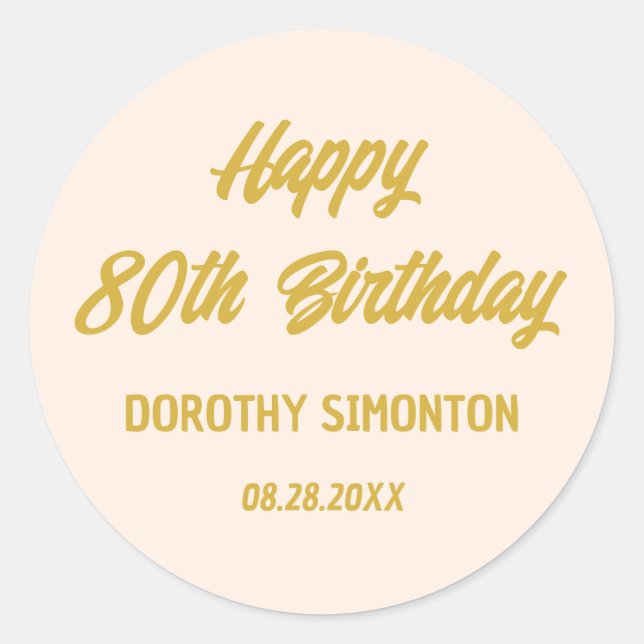 Sticker Rond Reto Script 80e Anniversaire Enveloppe Sceau (Devant)