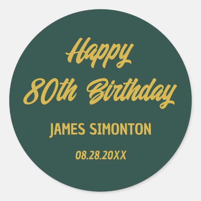 Sticker Rond Reto Script 80e Anniversaire Enveloppe Sceau (Devant)