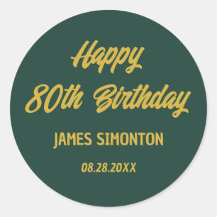 Sticker Rond Reto Script 80e Anniversaire Enveloppe Sceau