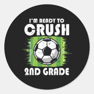 Sticker Rond Retour à l'école 1er jour de 2e année garçons foot