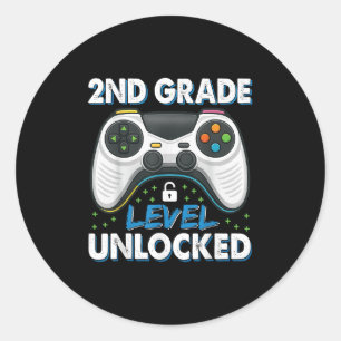 Sticker Rond Retour à l'école 2e année garçons Gamer First Day