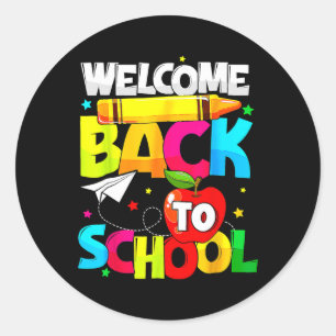 Sticker Rond Retour À L'École Amusants Étudiants Amour Enfant