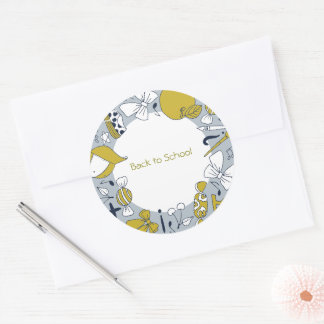 Sticker Rond Retour à l'école avec des petites choses adorables