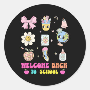 Sticker Rond Retour À L'École Bienvenue Retour Cute Globe Penci