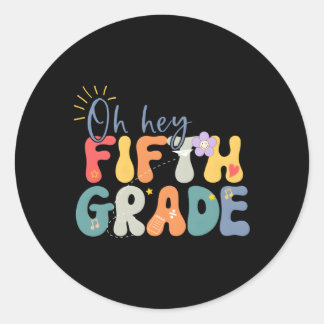 Sticker Rond Retour À L'École Bonjour Enseignant De Cinquième A