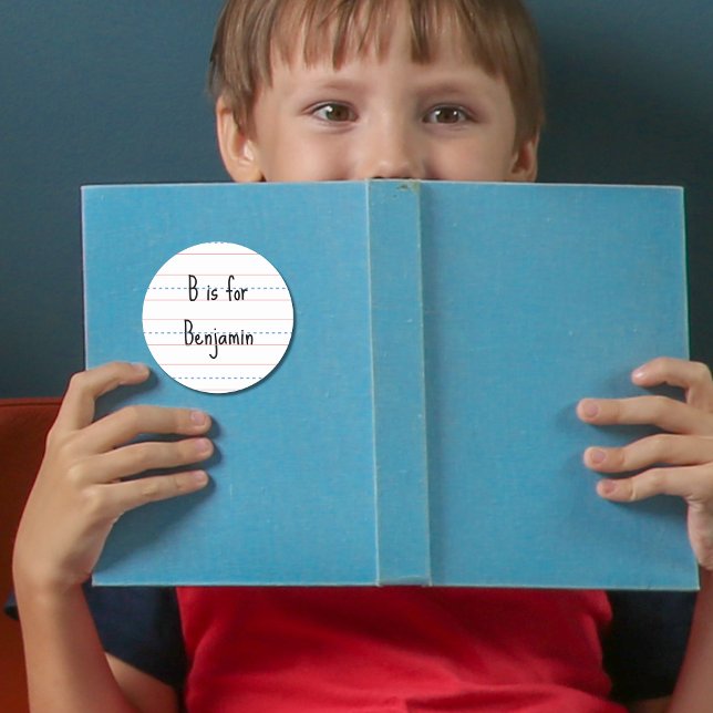 Sticker Rond Retour à l'école Cahier thème Initiale du nom (Créateur téléchargé)