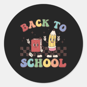 Sticker Rond Retour À L'École Enseignants Garçons Filles Joyeux