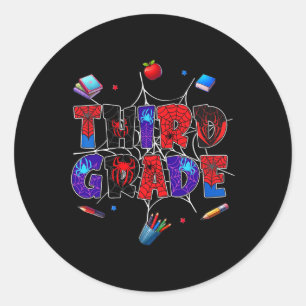 Sticker Rond Retour à l'école garçon 3e année joueur jour de la
