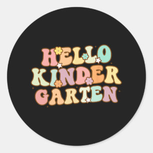 Sticker Rond Retour À L'École Hello Kindergarten Pour Enfants B