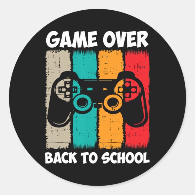 Sticker Rond Retour À L'École Jeu Drôle Sur Enseignant Étudiant (Devant)
