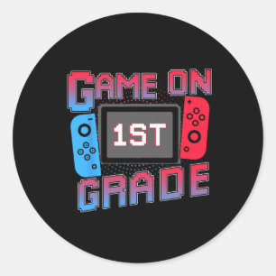 Sticker Rond Retour à l'école jeu vidéo sur les garçons de 1re
