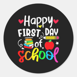 Sticker Rond Retour À L'École Joyeux Premier Jour De L'Étudiant