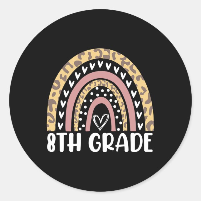 Sticker Rond Retour À L'École Leopard Arc-en-ciel Enseignants d (Devant)