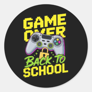 Sticker Rond Retour à l'école Manette de jeu drôle de jeu graph