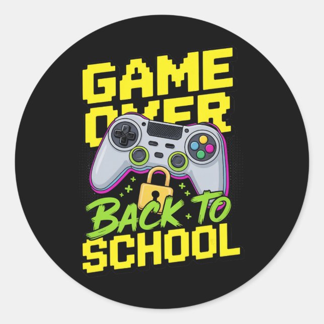 Sticker Rond Retour à l'école Manette de jeu drôle de jeu graph (Devant)