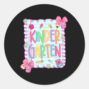 Sticker Rond Retour à l'école Maternelle Coquette Crayon Nœud P