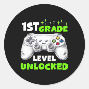 Sticker Rond Retour à l'école Niveau 1ère année débloqué Gamer