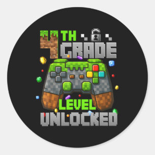 Sticker Rond Retour à l'école Niveau 4e année Débloqué Gamer En