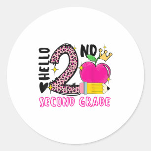 Sticker Rond Retour à l'école Premier jour Bonjour 2e année Leo
