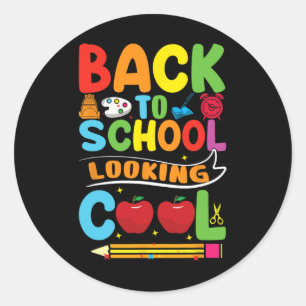 Sticker Rond Retour À L'École Premier Jour De L'École Enseignan