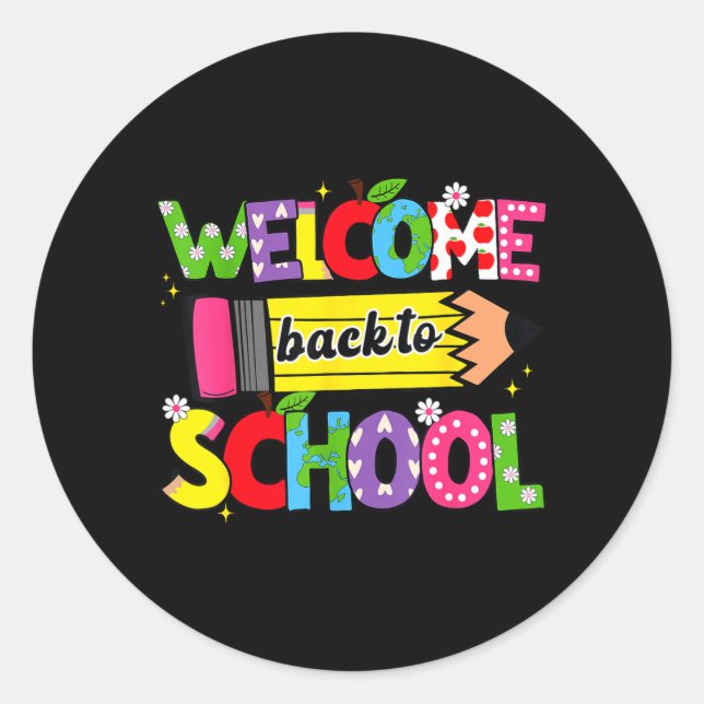 Sticker Rond Retour à l'école Premier jour d'école Mignon (Devant)