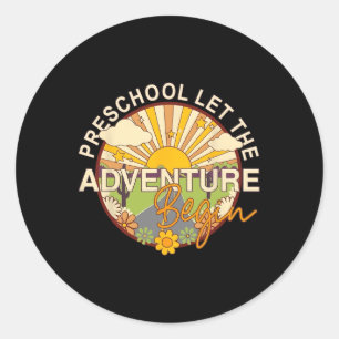 Sticker Rond Retour À L'École Préscolaire Laisser Commencer L'A