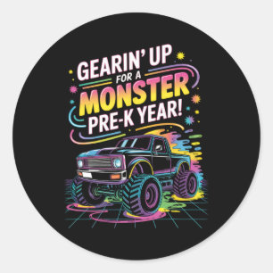Sticker Rond Retour à l'école Préscolaire Pré-maternelle Camion