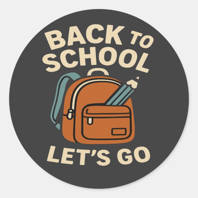 Sticker Rond Retour à l'école Rétro élèves enseignants et paren (Devant)