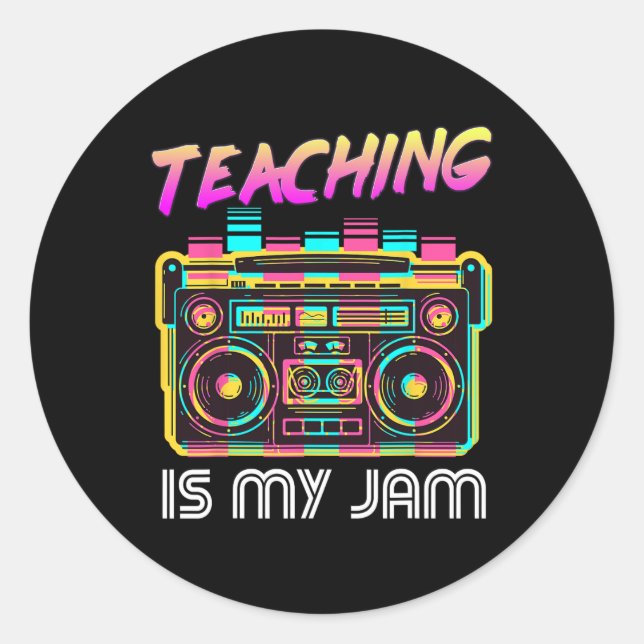 Sticker Rond Retour à l'école Retro Enseignement est My Jam 80s (Devant)