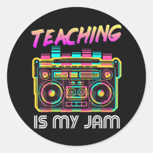 Sticker Rond Retour à l'école Rétro Enseigner est mon truc 80s