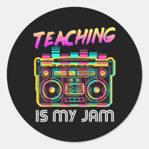 Sticker Rond Retour à l'école Rétro Né pour enseigner Professeu