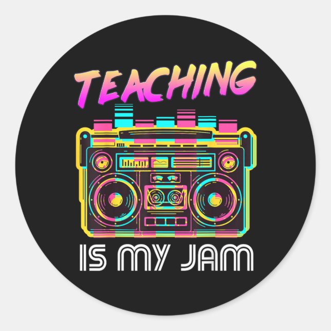 Sticker Rond Retour à l'école Rétro Né pour enseigner Professeu (Devant)