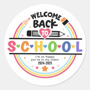 Sticker Rond Retour à l'école – Salle de classe amusante et col