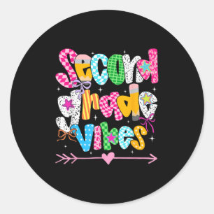 Sticker Rond Retour À L'École Super Enseignant Deuxième Classe