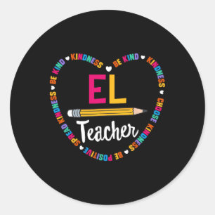 Sticker Rond Retour à l'école Tee El Prof d'anglais Apprenant e