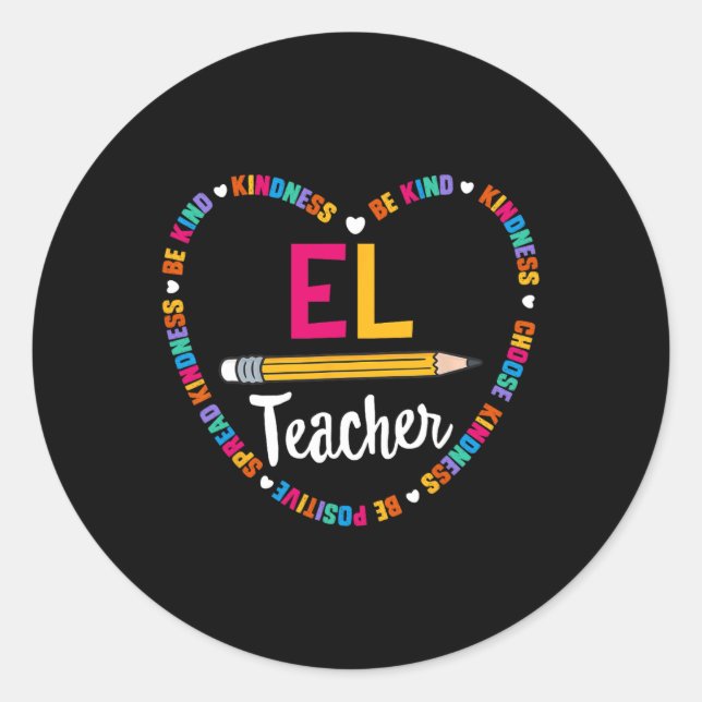 Sticker Rond Retour à l'école Tee El Prof d'anglais Apprenant e (Devant)