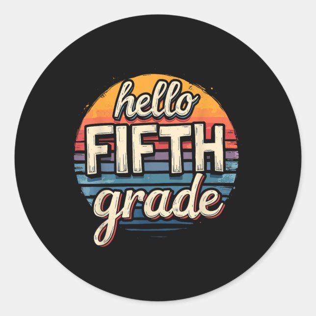Sticker Rond Retour à l'école tenue de 5e année (Devant)