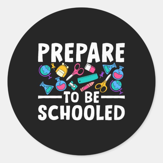 Sticker Rond Retour À L'École Tenue De Professeur Drôle Se Prép (Devant)