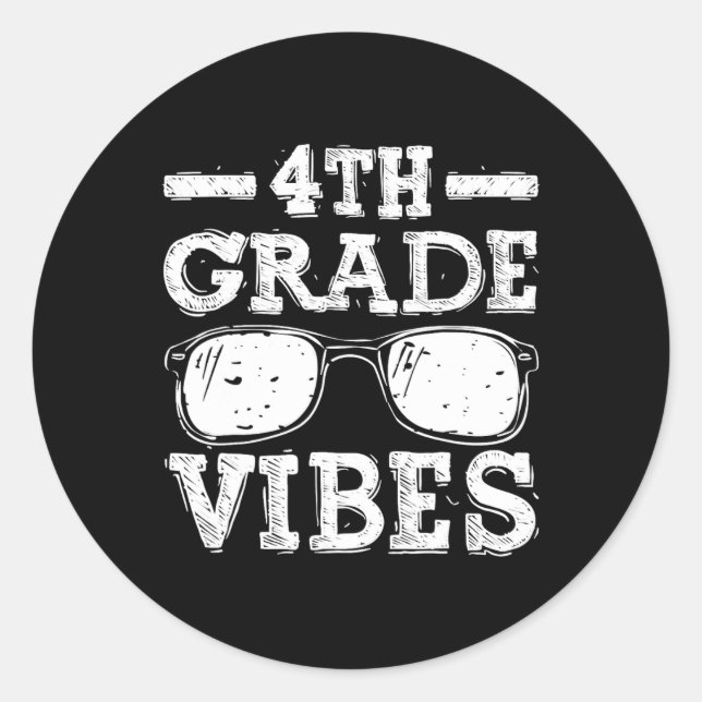 Sticker Rond Retour à l'école Vibes de 4e année (Devant)