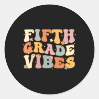 Sticker Rond Retour À L'École Vibes De Cinquième Année Étudiant