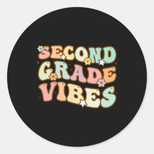 Sticker Rond Retour À L'École Vibes De Deuxième Année Retro Pro