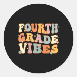 Sticker Rond Retour À L'École Vibes De Quatrième Année Étudiant