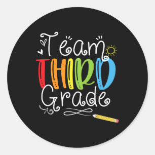 Sticker Rond Retour À L'Équipe D'École Troisième Classe 3E Étud