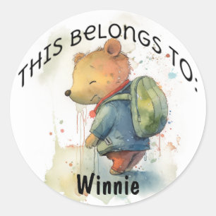 Sticker Rond Retour à l'ours scolaire