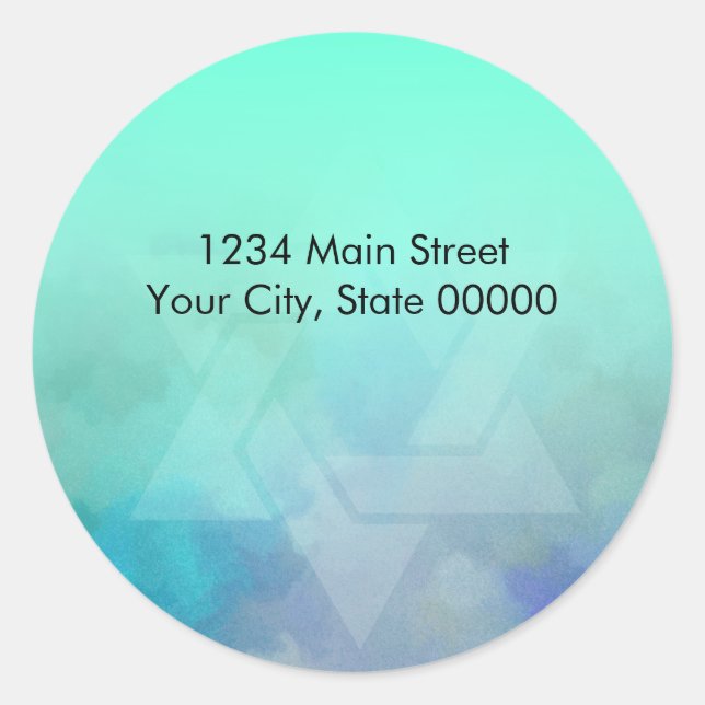 Sticker Rond Retour Adresse Aqua et Blue Star de David (Devant)
